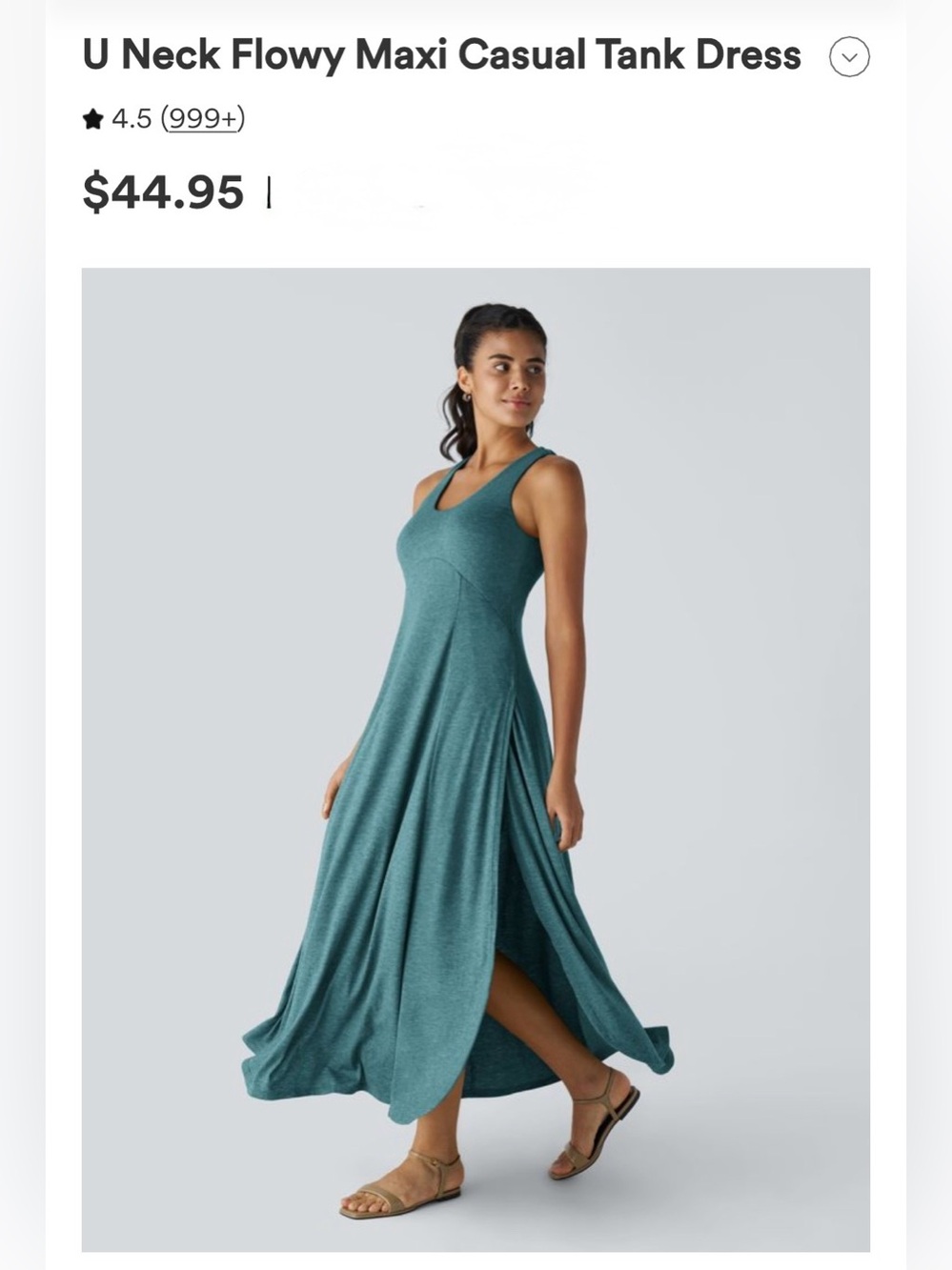 *NWOT* HALARA Teal U-Neck Flowy Maxi Tank Dress